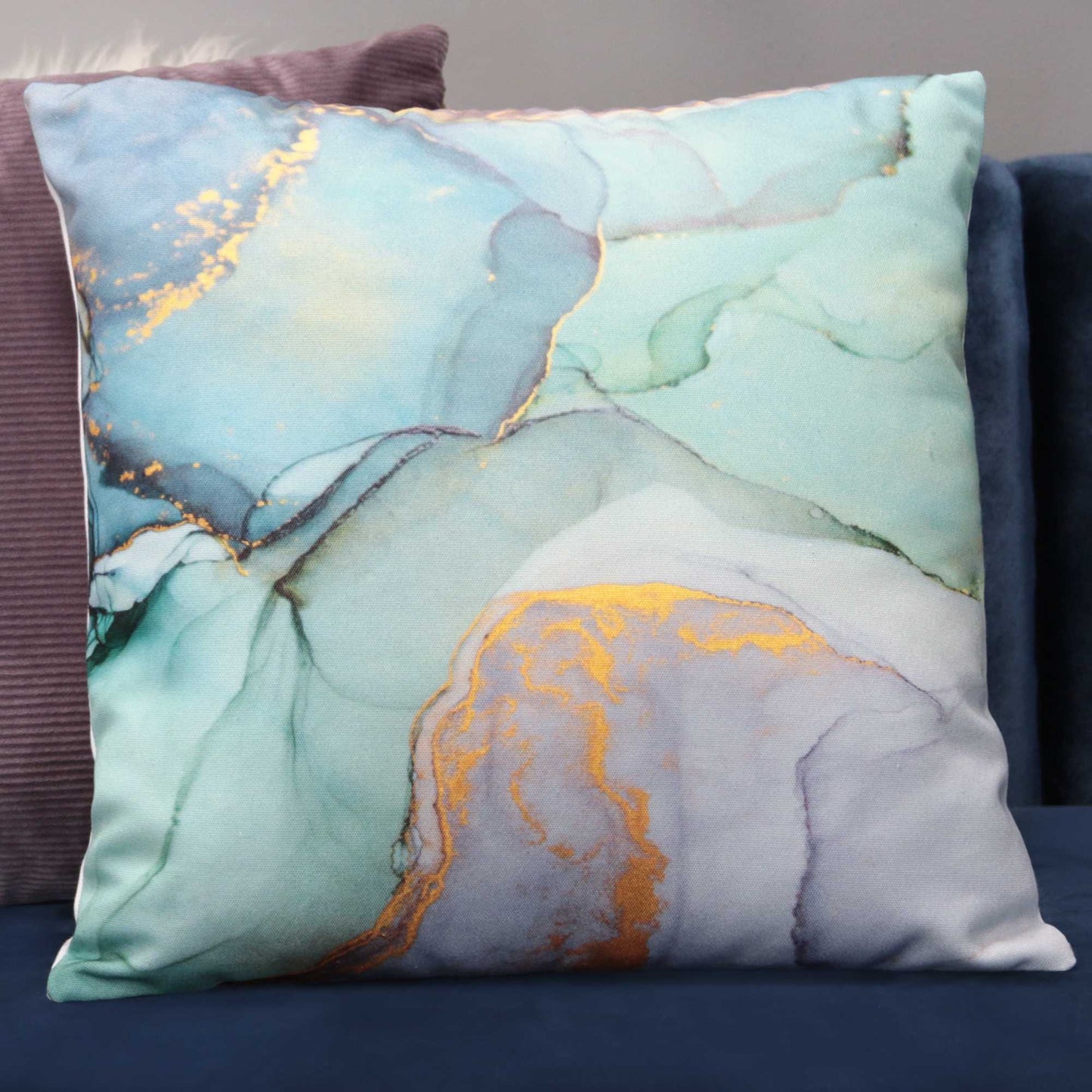 Pastel Blue Green Marble Square Pillow - Pier 1