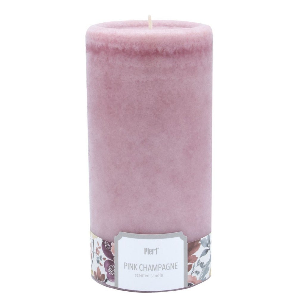 Pier 1 Pink Champagne 3X6 Mottled Pillar Candle - Pier 1